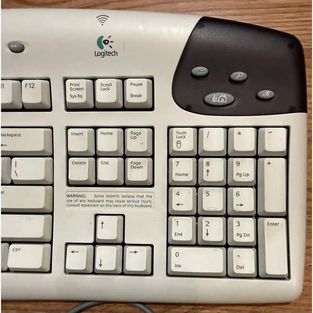 Logitech Cordless iTouch Keyboard w/ Receiver PS/2 Vintage Untested Clean
